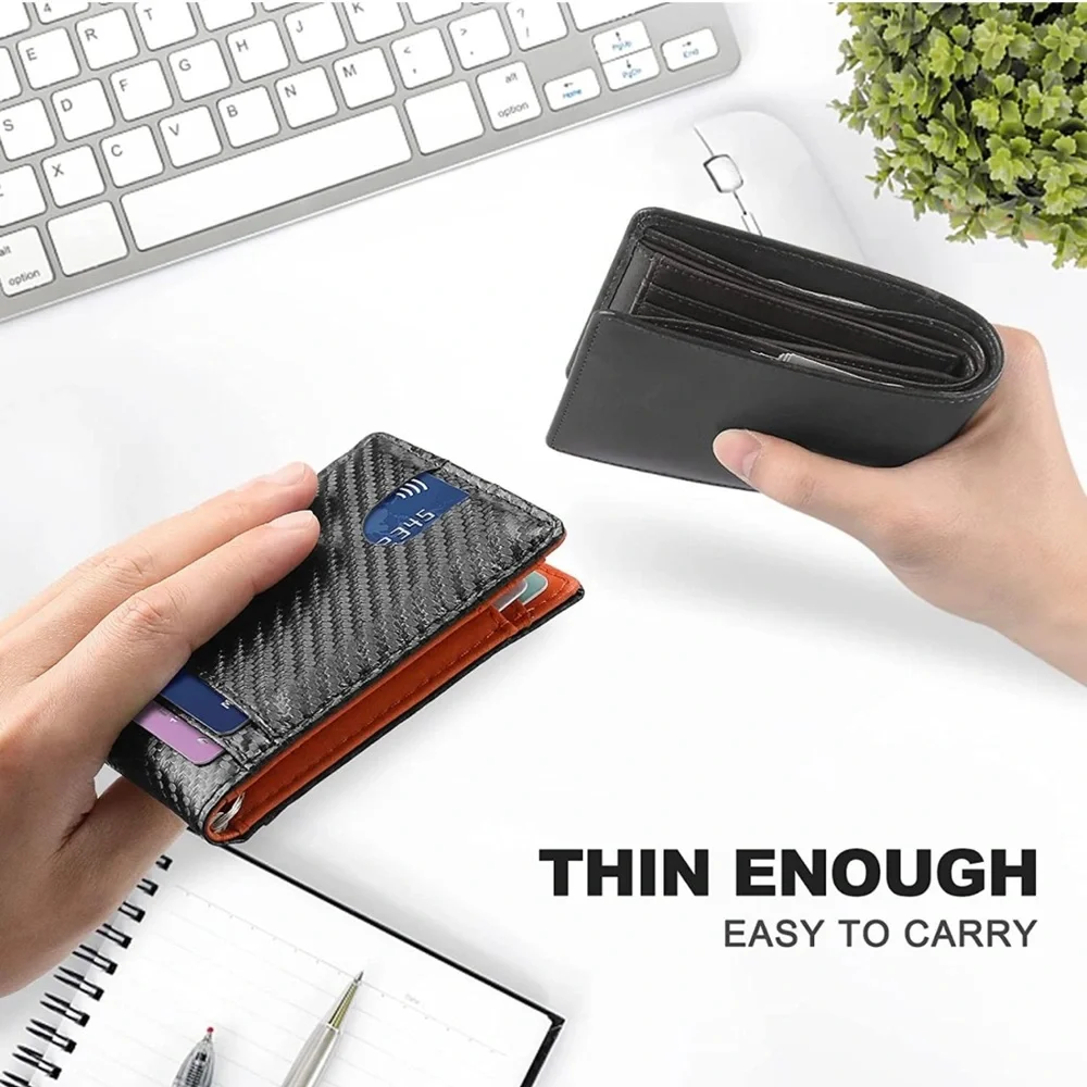 Men’s Bifold Minimalist Wallet 11 Card Capacity with bonus USB Thumb Drive